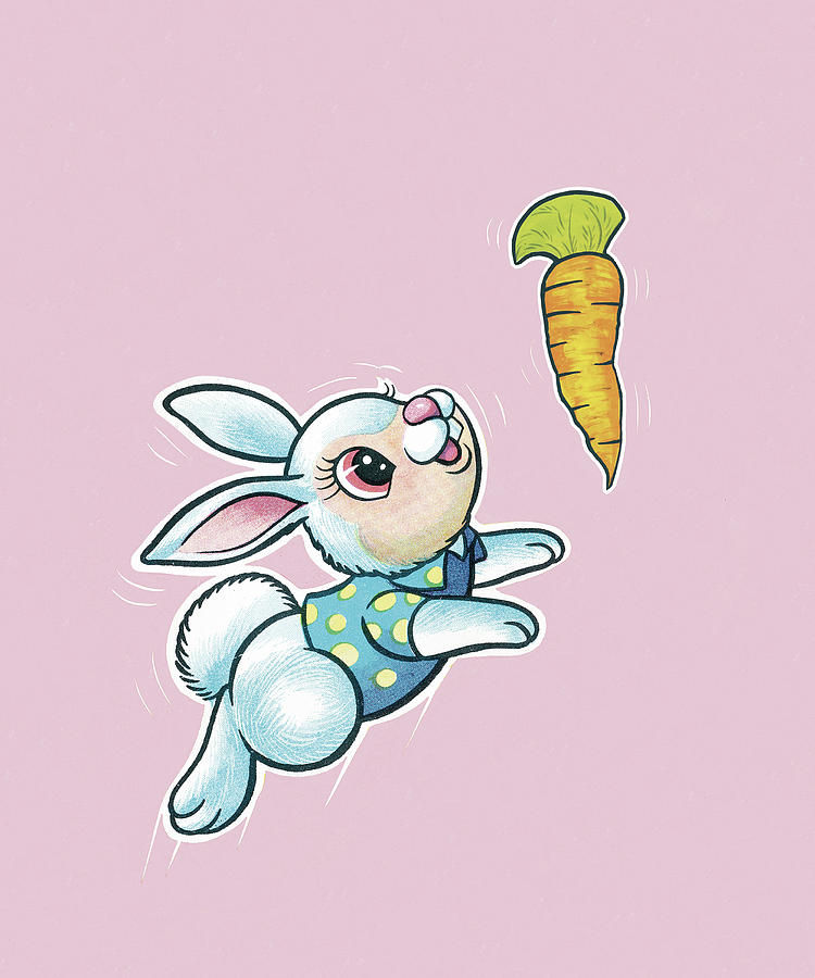 Carrot Drawing - Rabbit Chasing Carrot by CSA Images