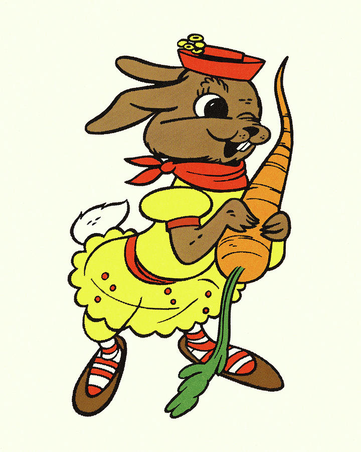 Carrot Drawing - Rabbit Dressed in Clothes by CSA Images