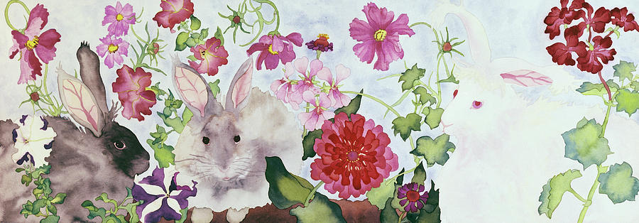 Flower Painting - Rabbit Family by Carissa Luminess