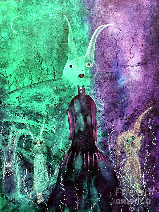 Rabbit Girl  Painting by Julie Engelhardt