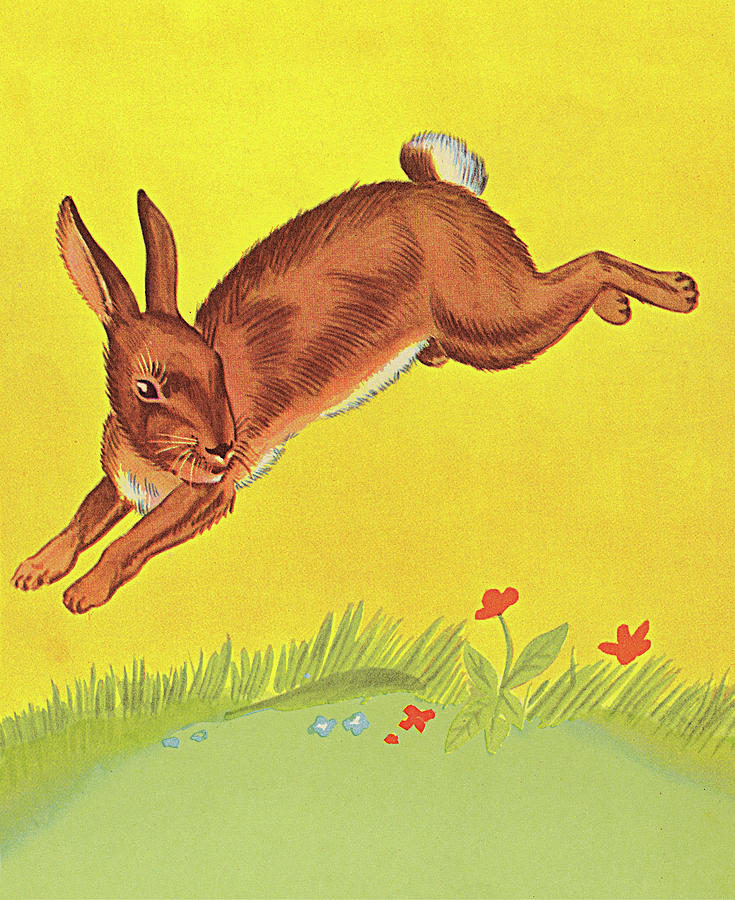Easter Drawing - Rabbit Jumping by CSA Images