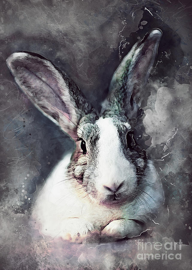 Rabbit  Digital Art by Justyna Jaszke JBJart