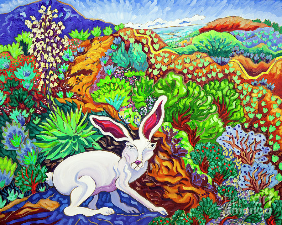 Rabbit Way Up Painting by Cathy Carey