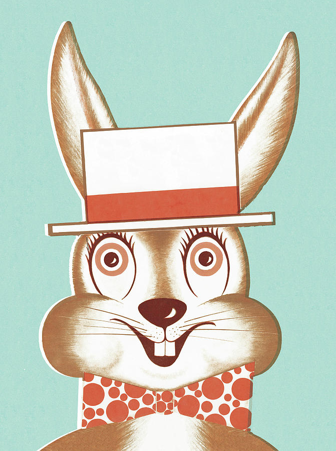 Easter Drawing - Rabbit Wearing Hat by CSA Images