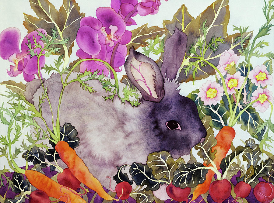 Vegetable Painting - Rabbit With Carrots by Carissa Luminess