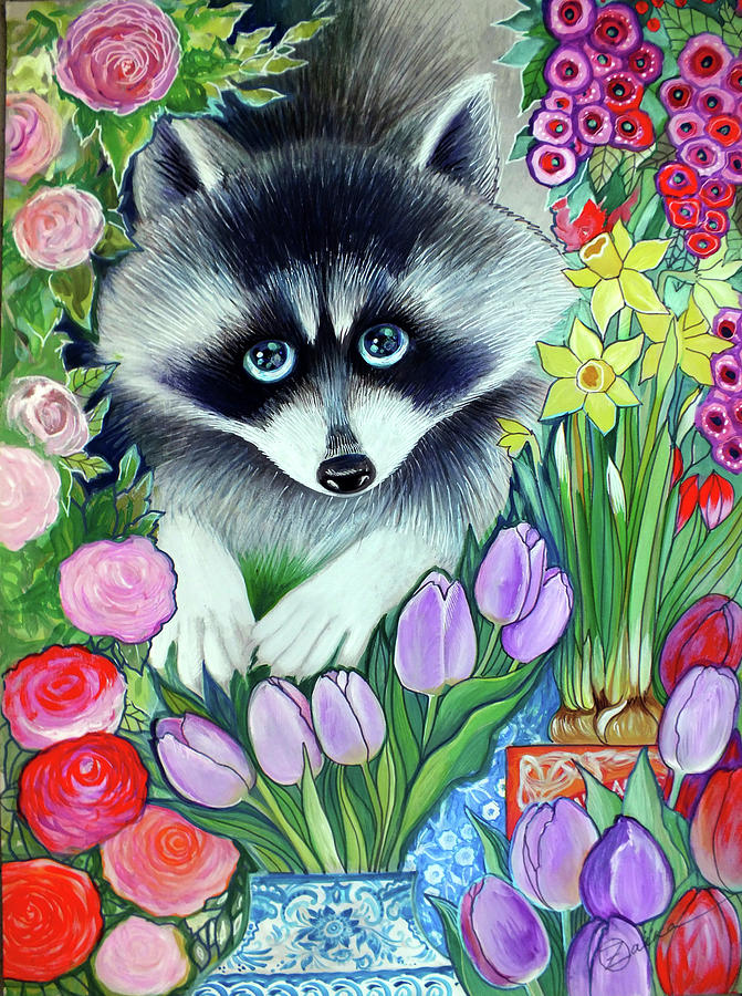 Raccoon Painting - Raccoon by Oxana Zaika