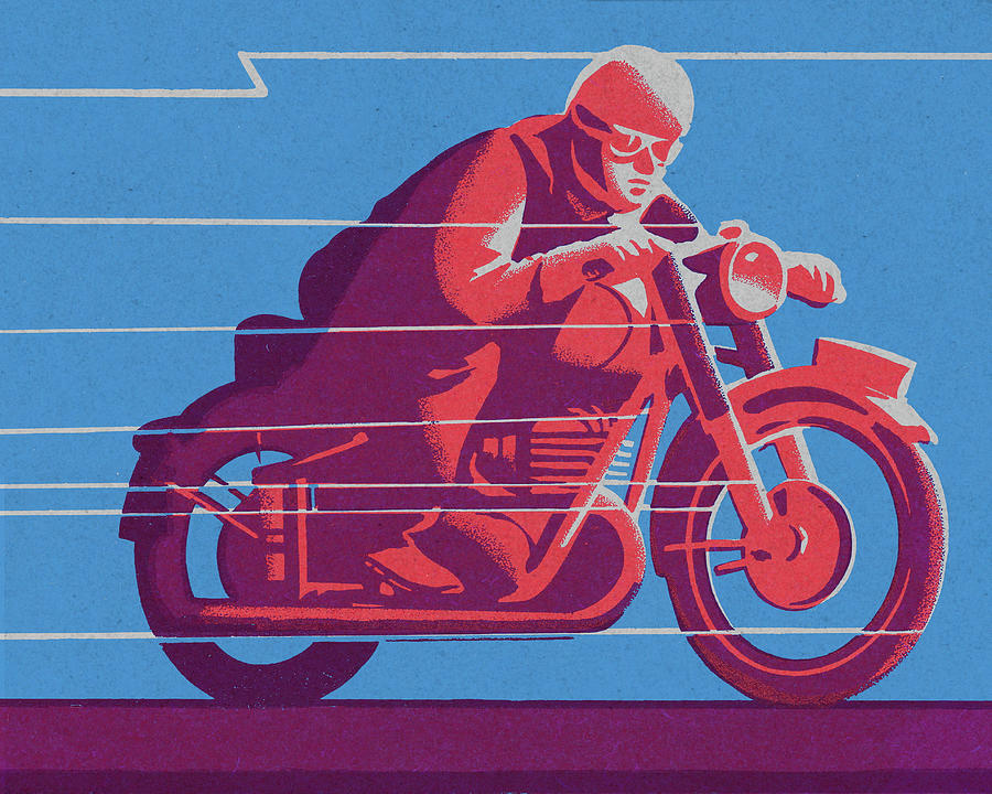 Goggle Drawing - Racing Motorcycle by CSA Images