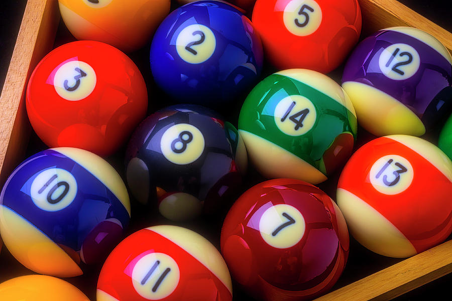 Racked Colorful Billiard Pool Balls Photograph by Garry Gay