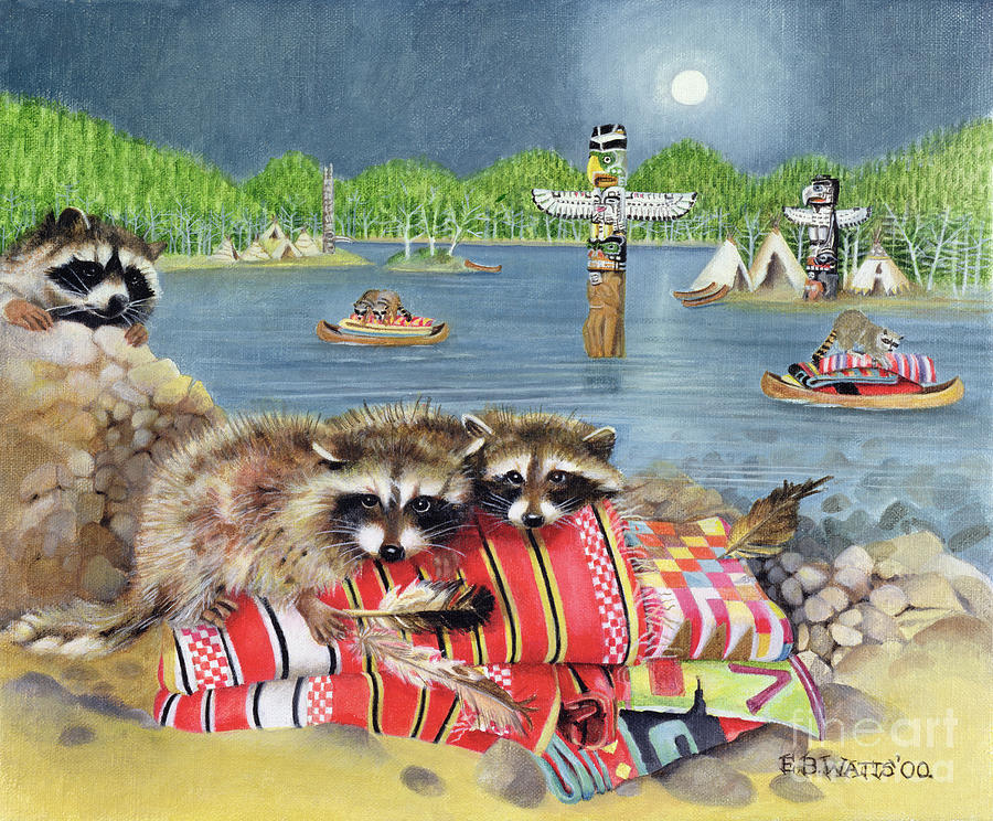 Racoons Painting by Eb Watts