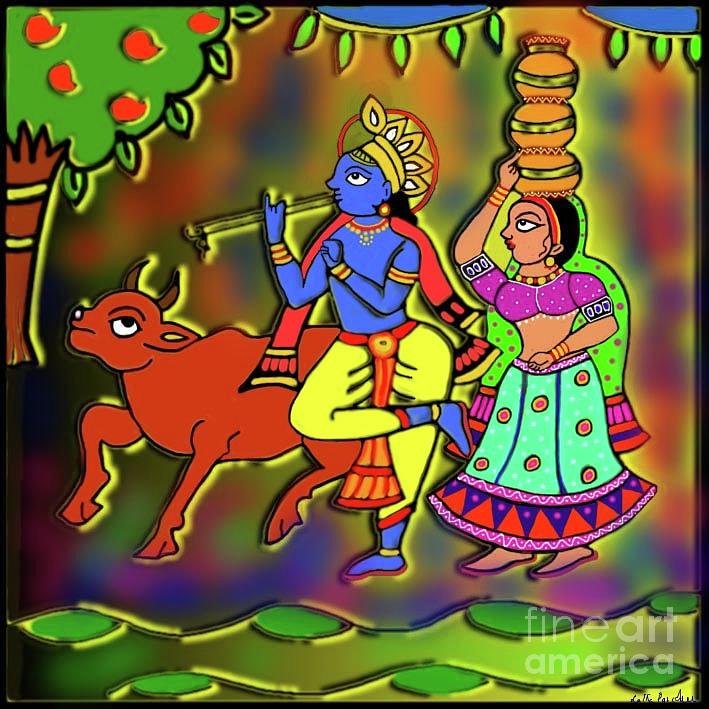 Radha and Krishna at Vrindavan Digital Art by Latha Gokuldas Panicker -  Fine Art America