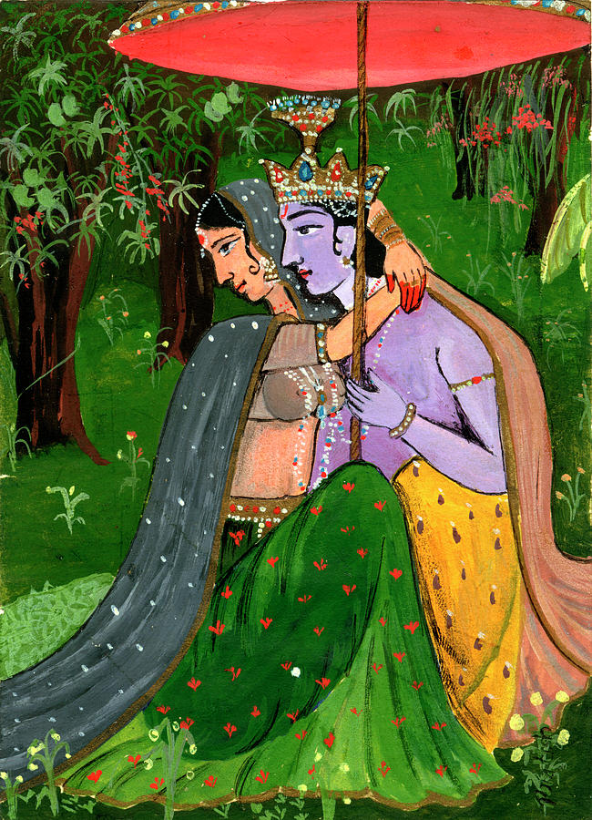 Radha Krishna in Vrindavan Painting by Pratish Patel - Pixels