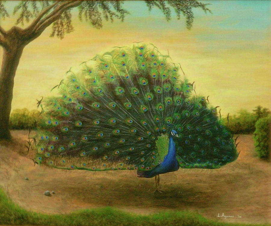 Peacock Painting - Radiance by Luis Aguirre