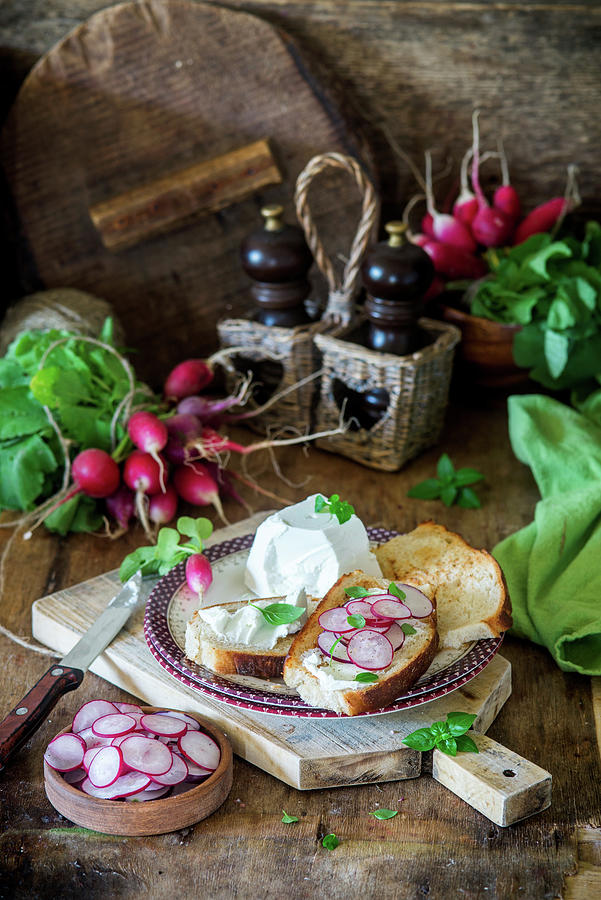 Radish And Goat Cheese Sandwich Photograph by Irina Meliukh