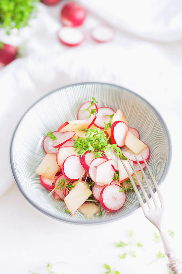 Radish Salad With Apple, Cress And Lemon Vinaigrette Photograph by Sabine Lscher