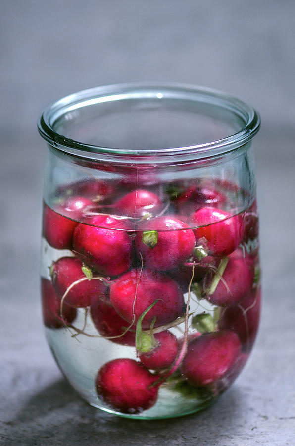 Radishes In A Glass Of Water Photograph by Gorobina