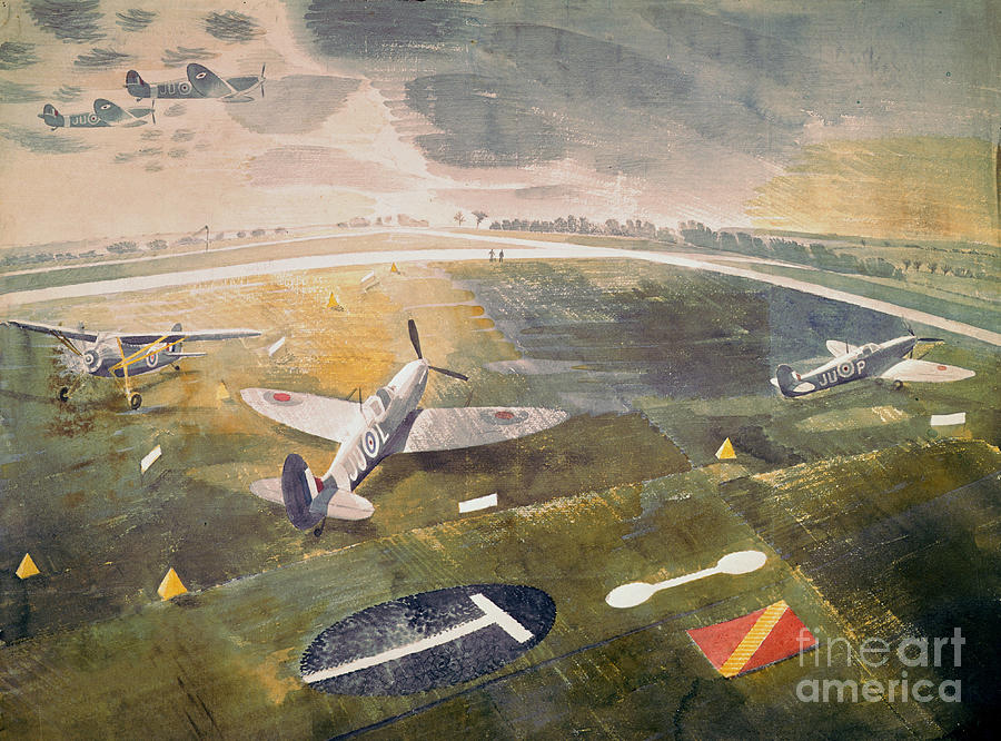 R.a.f. Planes On An Airfield, 1942 Painting by Eric Ravilious