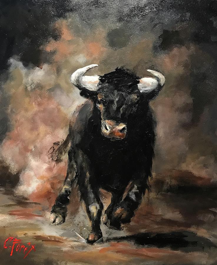 Raging Bull Painting by Carole Foret