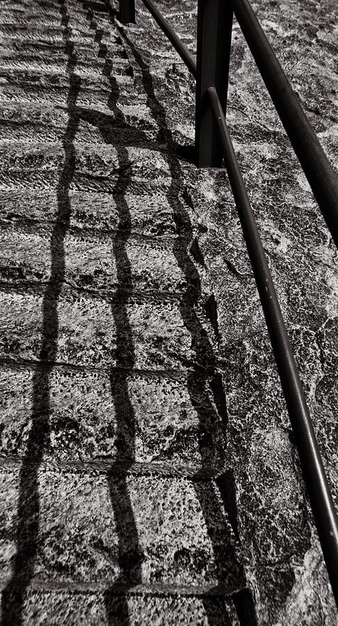 Krishnan Photograph - Rail , steps , sunlight , shadow by Krishnan Srinivasan