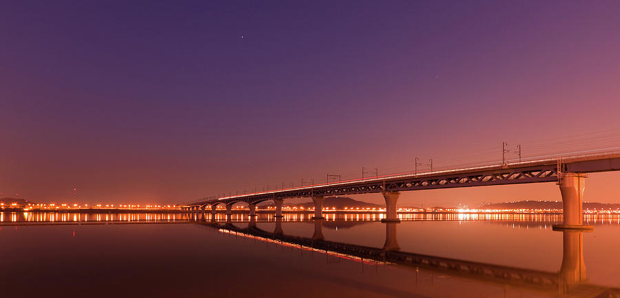 Rail Bridge On Han River Photograph by Photo By Paul Morris