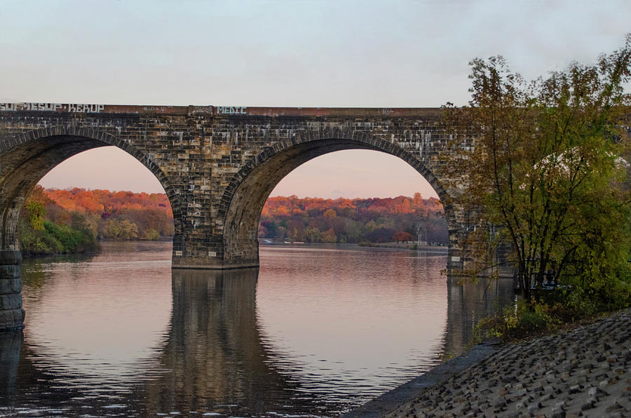 Railroad Bridge - Schulykill River - Philadelphia Photograph by Bill Cannon