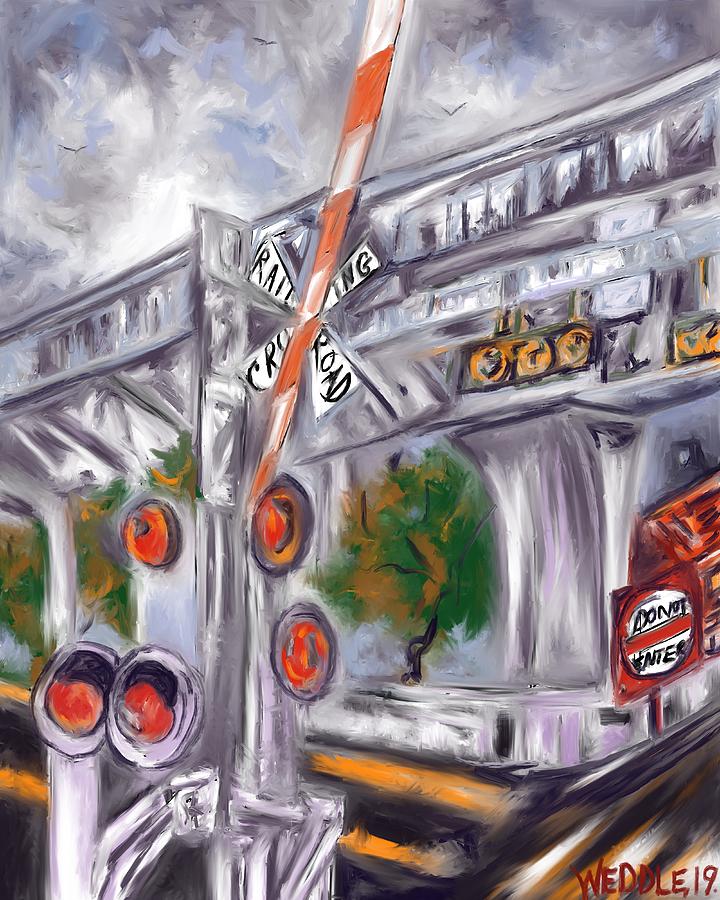 Railroad Crossing  Digital Art by Angela Weddle
