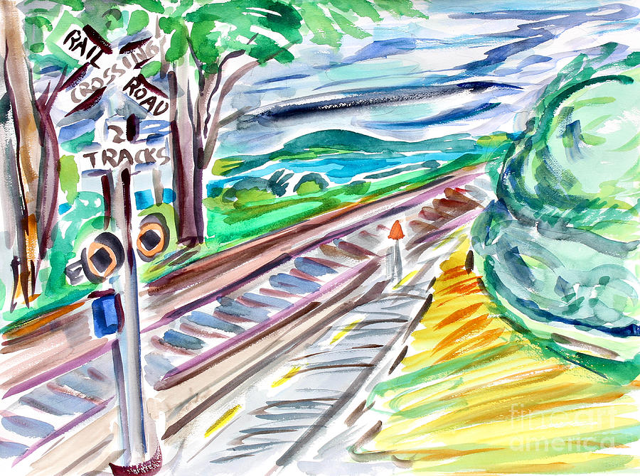 Railroad Crossing Painting by Richard Fox