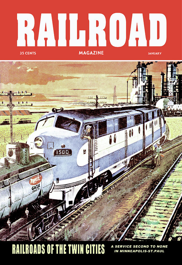 Railroad Magazine: Railroads of the Twin Cities, 1954 Painting by Herb Mott