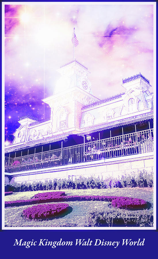 Railroad Station Magic Kingdom Walt Disney World, Fantasy Starry Digital Art by A Macarthur Gurmankin