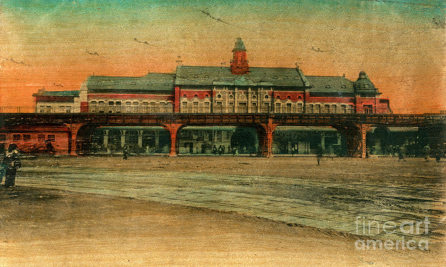 Railway Station, Yokohama, 20th Century Drawing by Print Collector