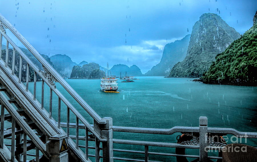 Rain Aboard Au Co Cruise Ha Long Bay  Photograph by Chuck Kuhn