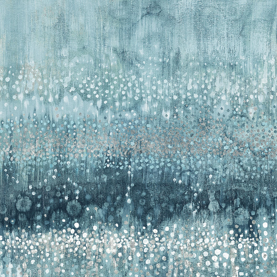 Rain Abstract IIi Blue Silver Painting by Danhui Nai Rain Abstract IIi Blue Silver Painting by Danhui Nai
