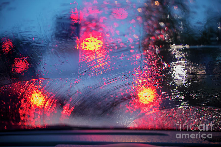 Rain Drops On Car Windshield Photograph by Yasser Chalid