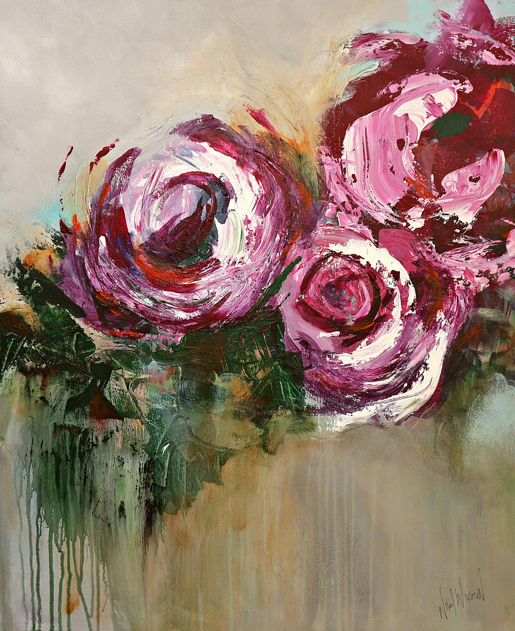 Rain Drops on Roses Painting by Nikol Wikman - Fine Art America