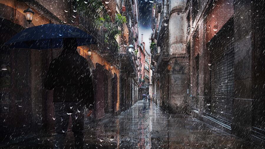 Rain In The Alleys Of Barcellona Photograph by Nicodemo Quaglia