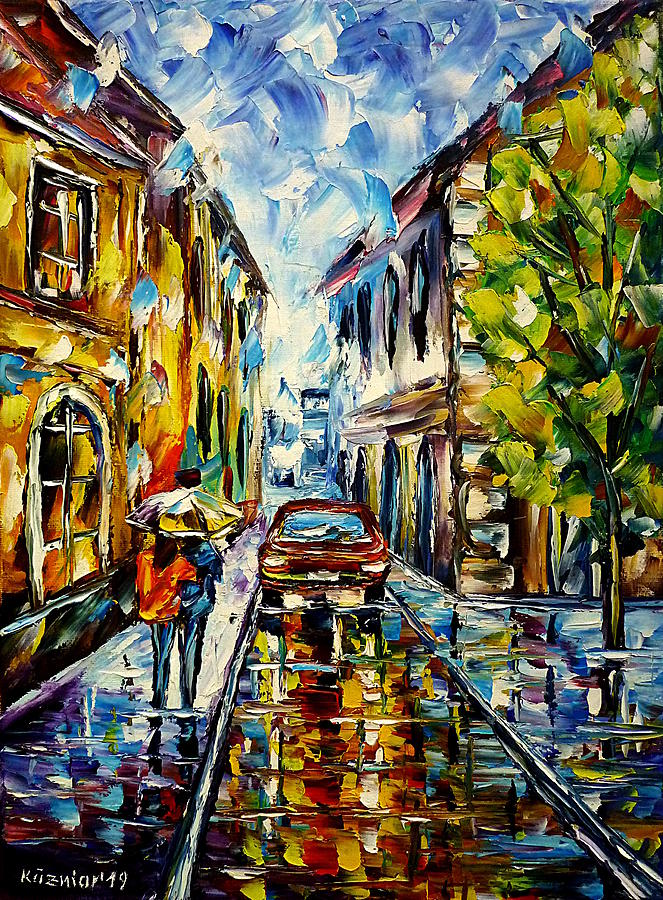 Rain In The City Painting by Mirek Kuzniar