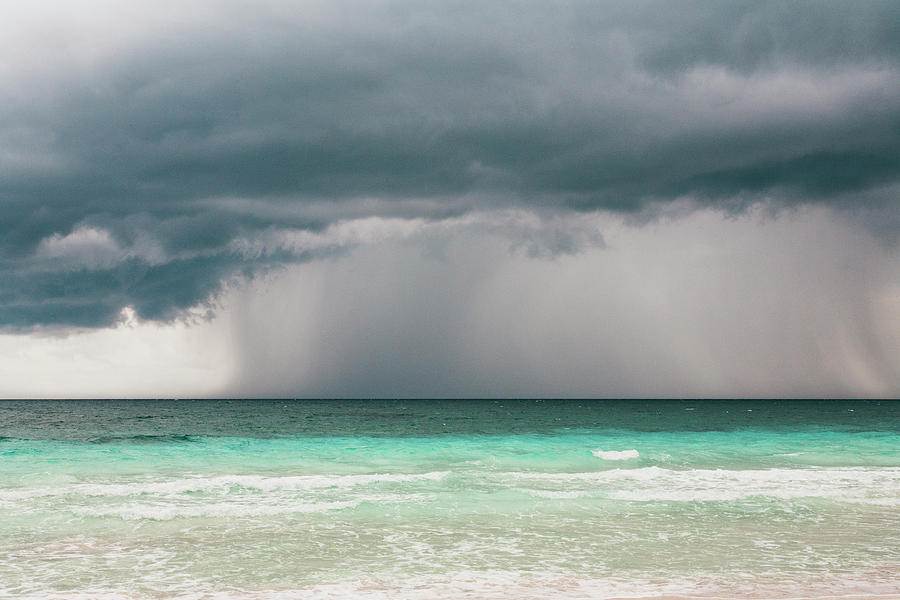 Rain Storm Over The Ocean And Beach Photograph by Sasha Weleber