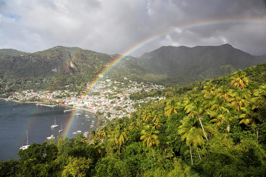 Rainbow Above Soufriere, Saint Lucia Digital Art by Tim Mannakee