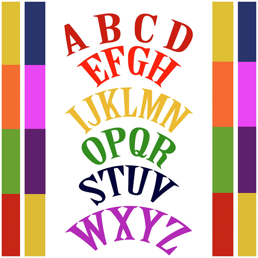 Juvenile Digital Art - Rainbow Alphabet-1 by Richard Homawoo