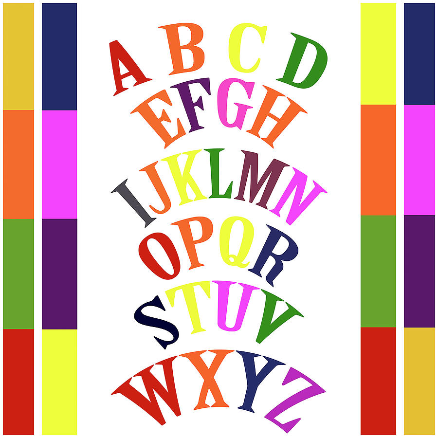 Juvenile Digital Art - Rainbow Alphabet-2 by Richard Homawoo