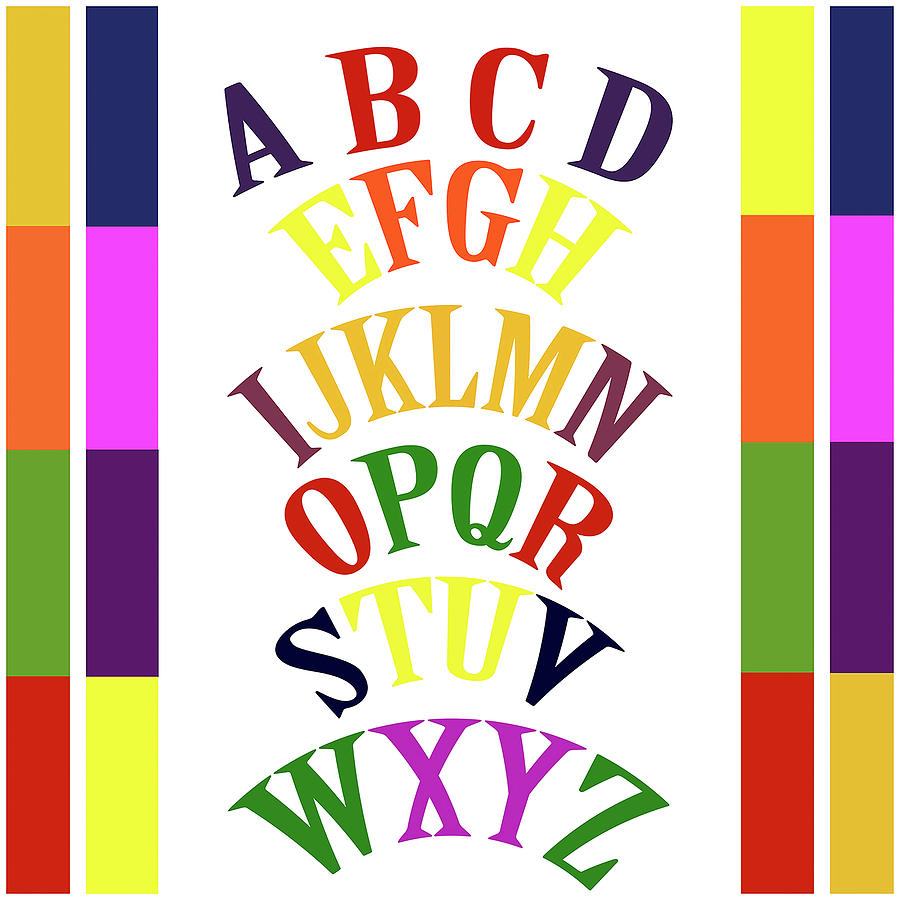 Juvenile Digital Art - Rainbow Alphabet-3 by Richard Homawoo