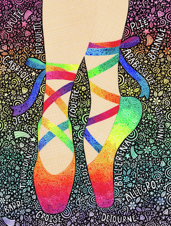 Inspirational Digital Art - Rainbow Ballet Slippers by Hello Angel