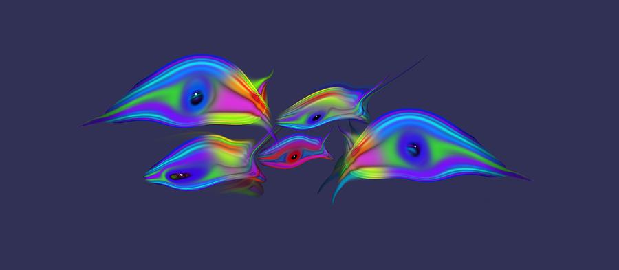 Rainbow Blue Fish Digital Art by Charles Stuart