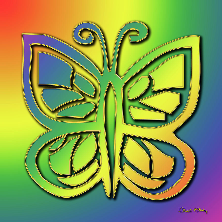 Rainbow Butterfly Digital Art by Chuck Staley