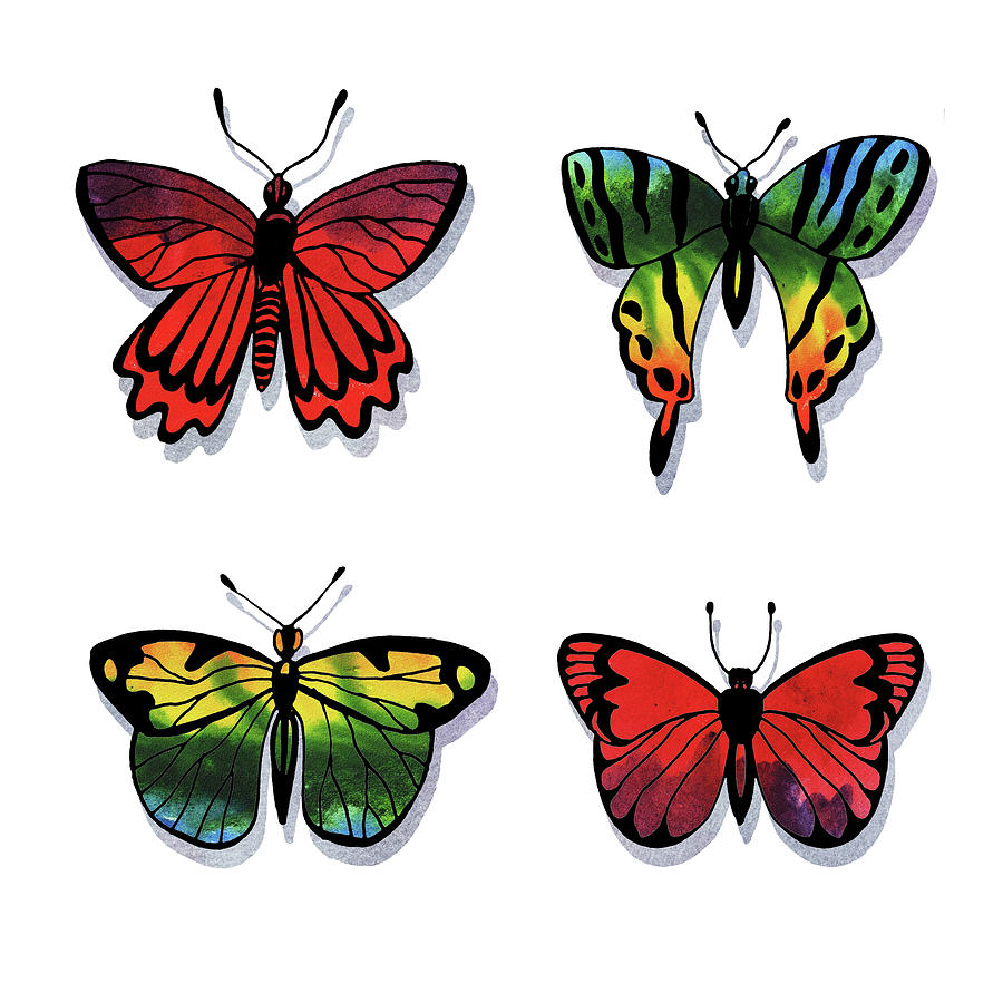Rainbow Butterfly Collection  Painting by Irina Sztukowski