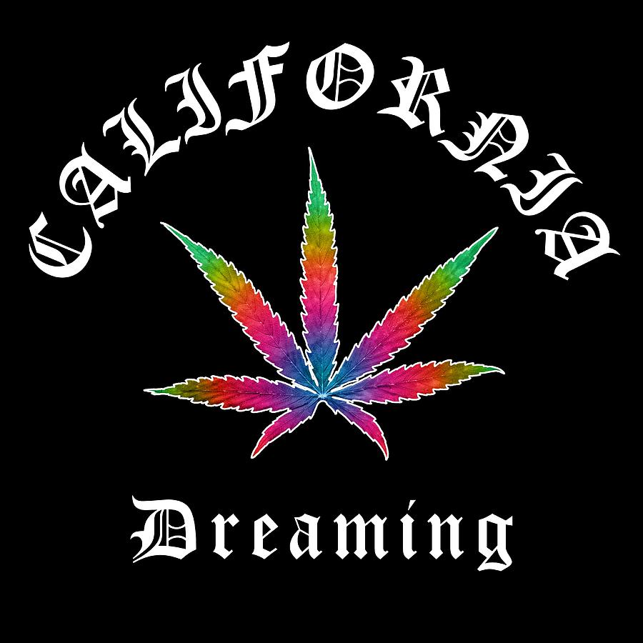 Rainbow Cannabis Pot Leaf LGBTQ Pride, California Dreaming Original, California Streetwear WL Digital Art by Kathy Anselmo