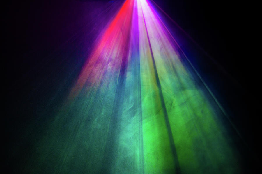Rainbow Color Wide Lens Projector . Smoke Texture Spotlight . Photograph by Rattanachai Singtrangarn