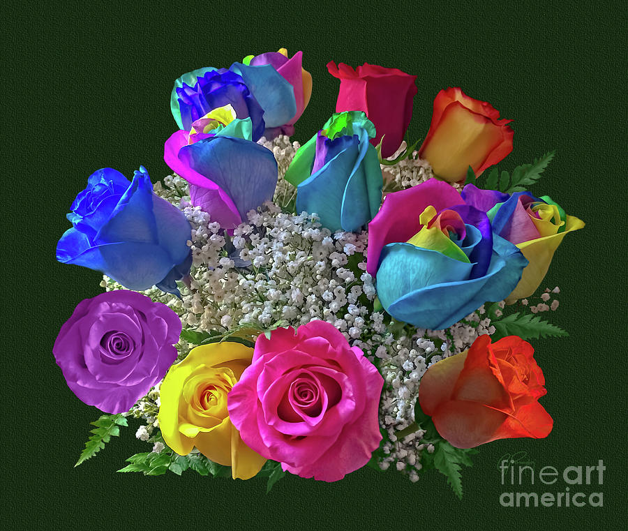 Rainbow Colored Roses Bouquet Mixed Media by Gabriele Pomykaj - Fine Art  America