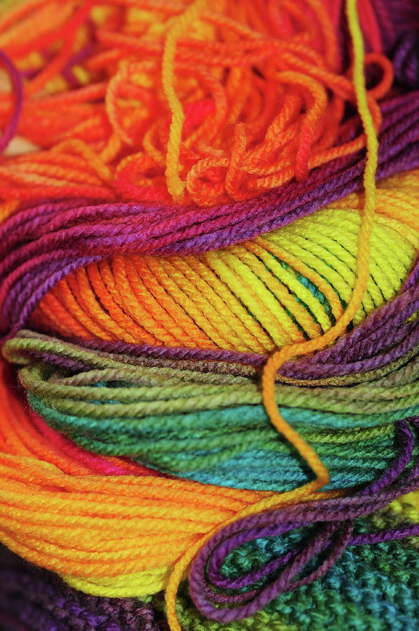 Rainbow Colored Threads Abstract Photograph by Jenny Rainbow