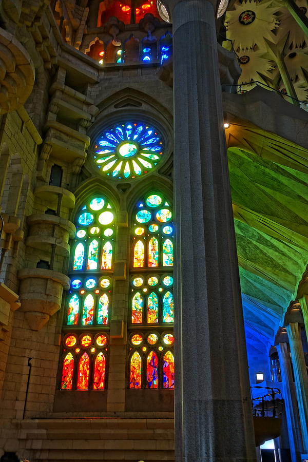 Rainbow colors in Sagrada Familia Photograph by Patricia Caron