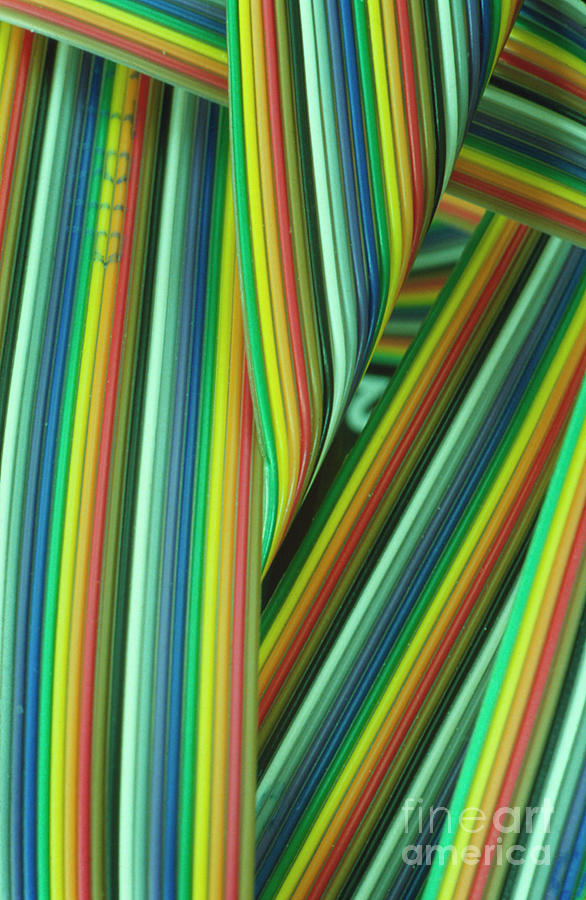 Rainbow-coloured Ribbon Wiring For Computer Photograph by David Parker/science Photo Library